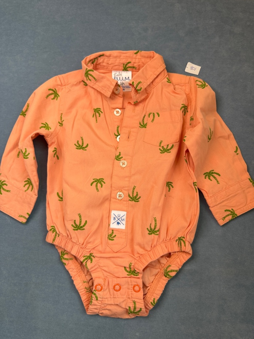 Baby B.U.M. Kids Orange Palm-Print One-Piece Shirt Romper